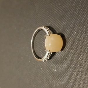 Sterling silver ring with very pale pink stone